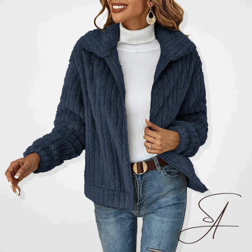 Dames Vest Teddy Fleece met Reverskraag en Rits
