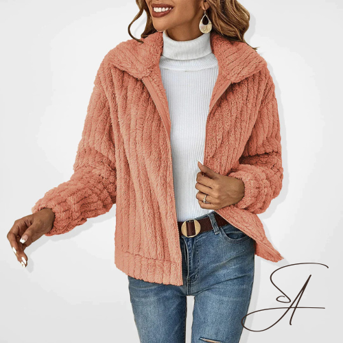 Dames Vest Teddy Fleece met Reverskraag en Rits