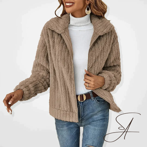 Dames Vest Teddy Fleece met Reverskraag en Rits