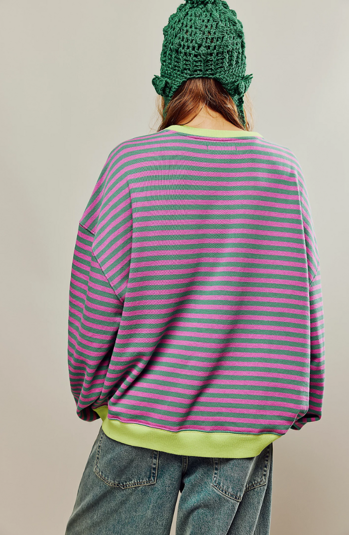 Olivia Gestreepte Oversized Trui | Damestrui met kleurrijke strepen en relaxte pasvorm