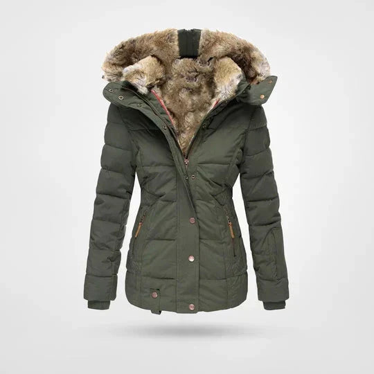 Dames Waterafstotend Jasje met Bontkraag – Warm, Lichtgewicht voor Herfst en Winter