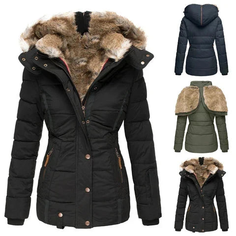 Dames Waterafstotend Jasje met Bontkraag – Warm, Lichtgewicht voor Herfst en Winter