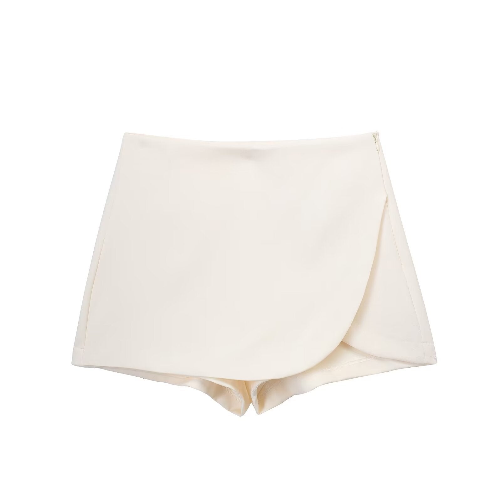 Skort dames | High-waisted rok-broek in Burgundy of Mocha met luxe glans