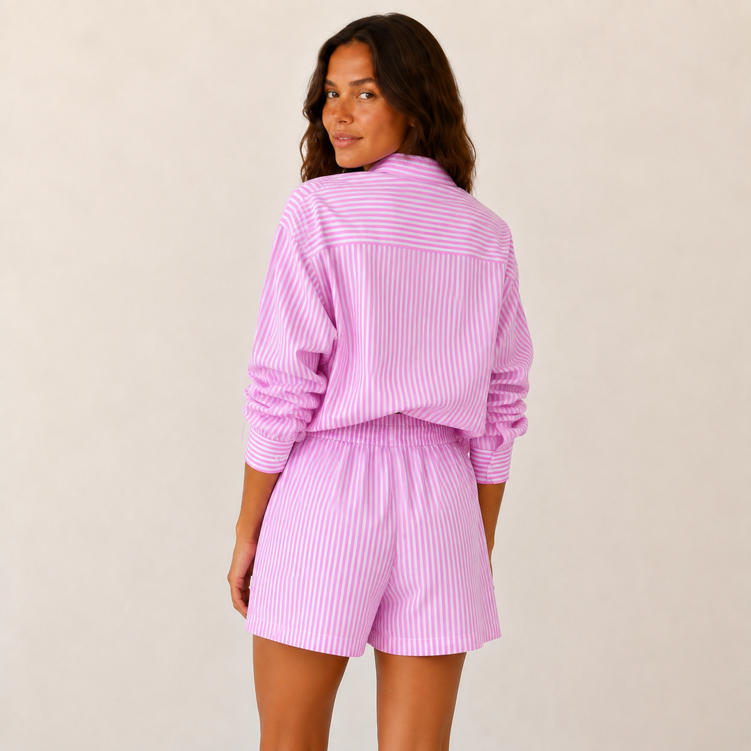 Dames Oversized Set – Casual met Blouse en Short voor Zomergebruik