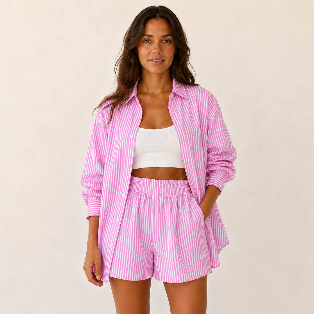 Dames Oversized Set – Casual met Blouse en Short voor Zomergebruik