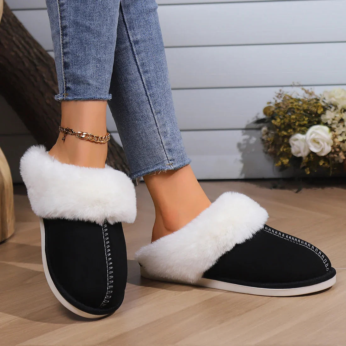 Amelia Pantoffels | Dames warme fluffy pantoffels voor binnen