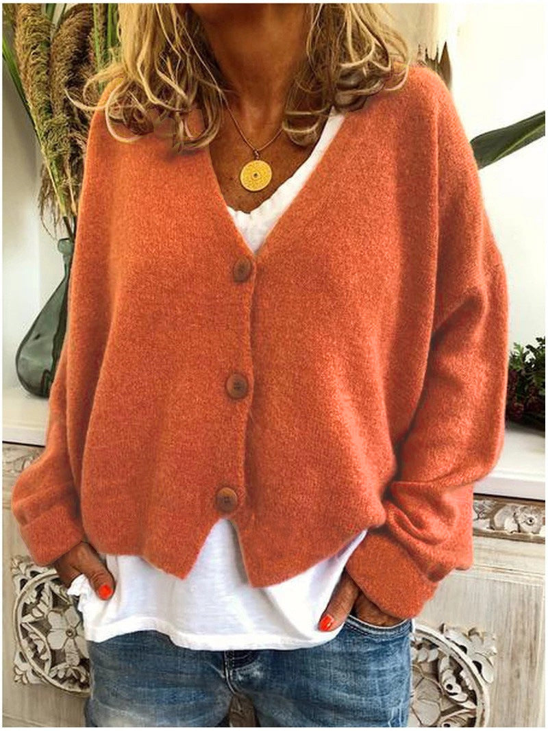 Dames Vest Gebreid met Knoopsluiting en V-Hals