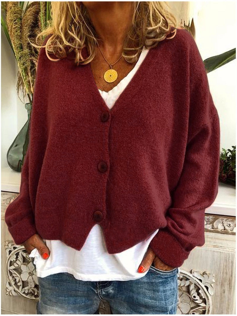 Dames Vest Gebreid met Knoopsluiting en V-Hals