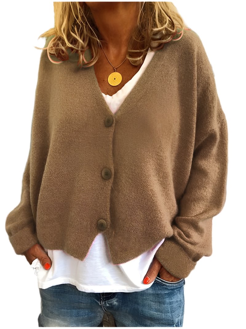 Dames Vest Gebreid met Knoopsluiting en V-Hals
