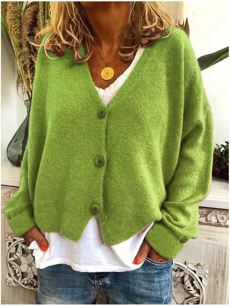 Dames Vest Gebreid met Knoopsluiting en V-Hals