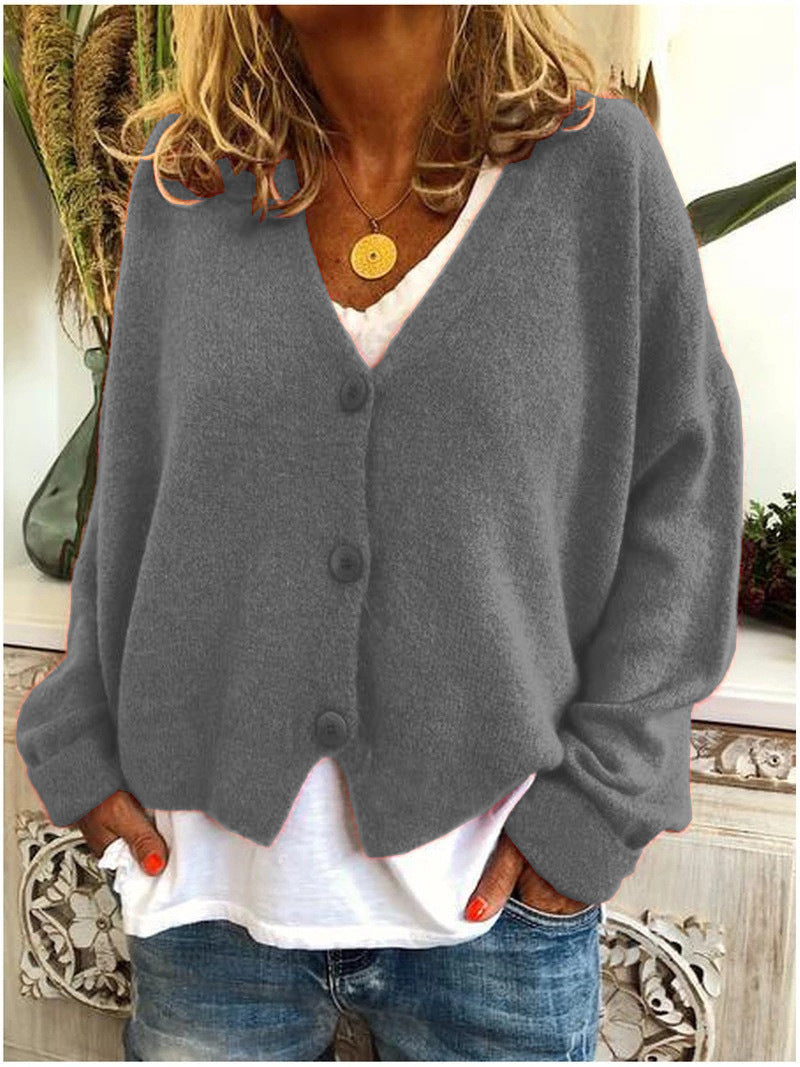 Dames Vest Gebreid met Knoopsluiting en V-Hals
