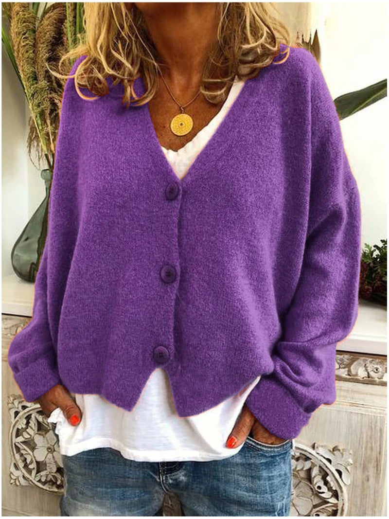 Dames Vest Gebreid met Knoopsluiting en V-Hals
