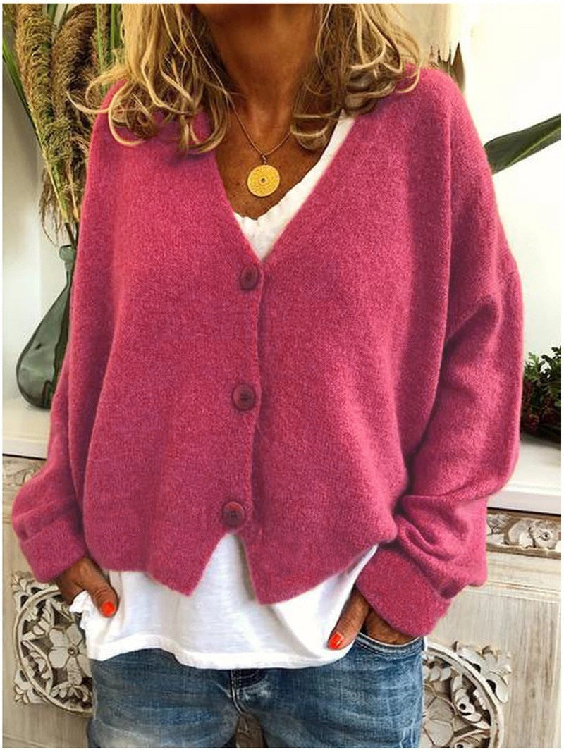 Dames Vest Gebreid met Knoopsluiting en V-Hals