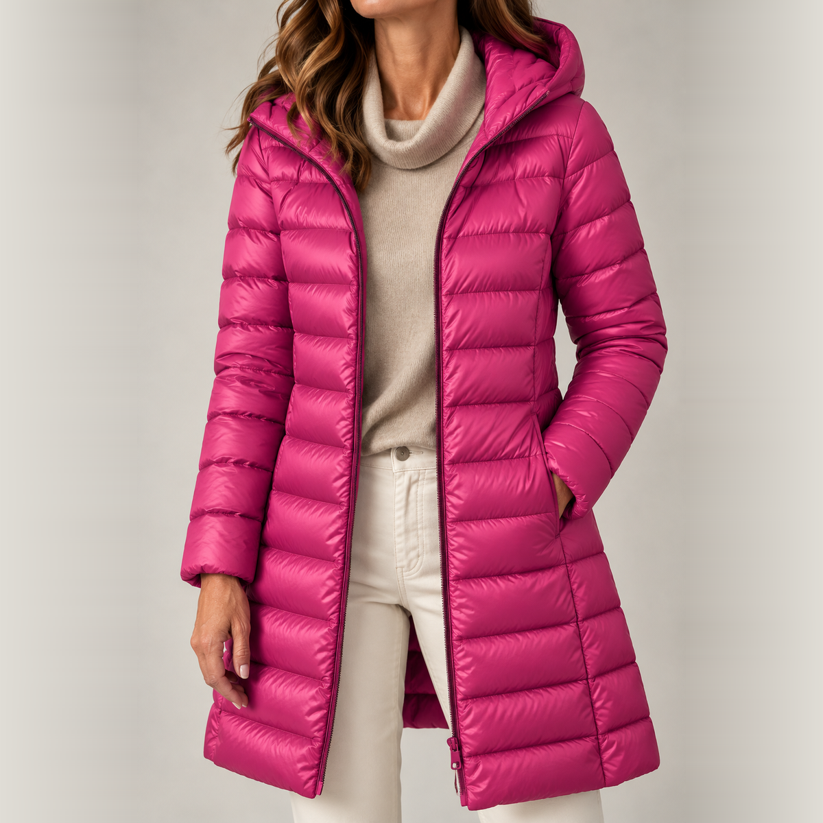 Charlotte – Elegante Lange Gewatteerde Winterjas