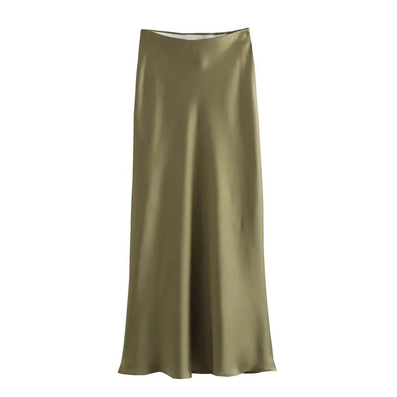 Satijnen midi rok voor dames