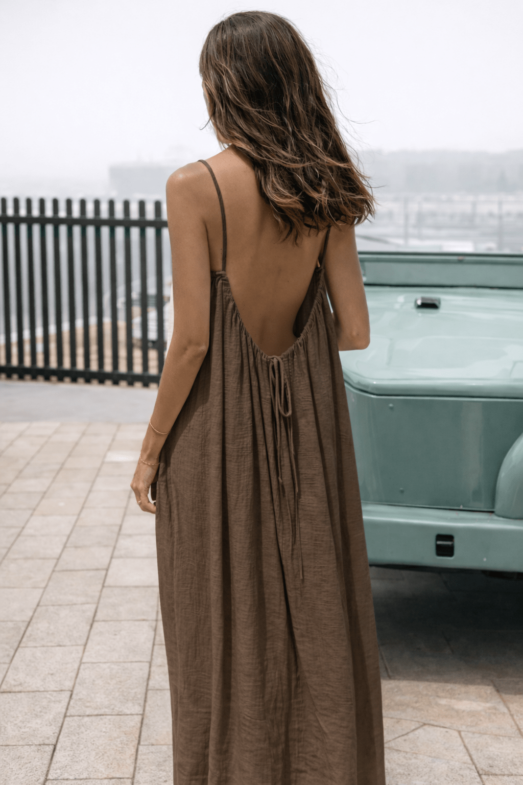 Dames Maxi Jurk Open Rug - Verstelbare Rekbare Zomerjurk