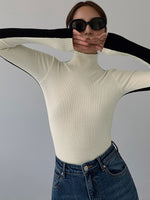 Sienna Gebreide Top | Dames tweekleurige dubbelzijdige top met lange mouwen