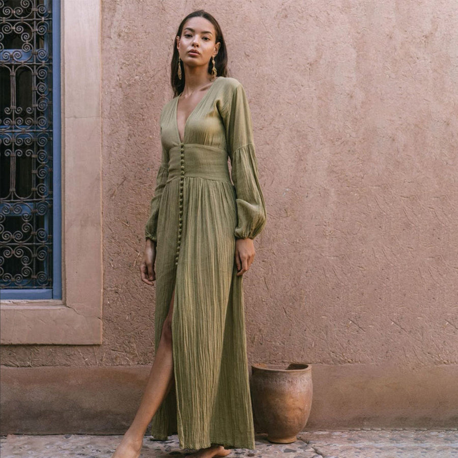 Sierra - Lange Boho V-hals Maxi Jurk