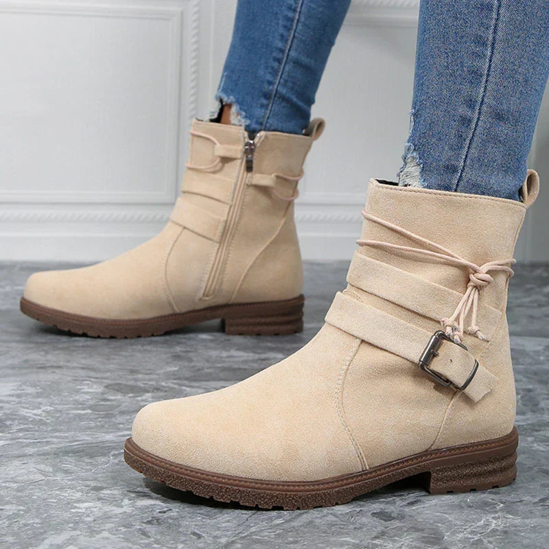 Dames Enkellaarzen met Gesp en Zijrits - Casual Look