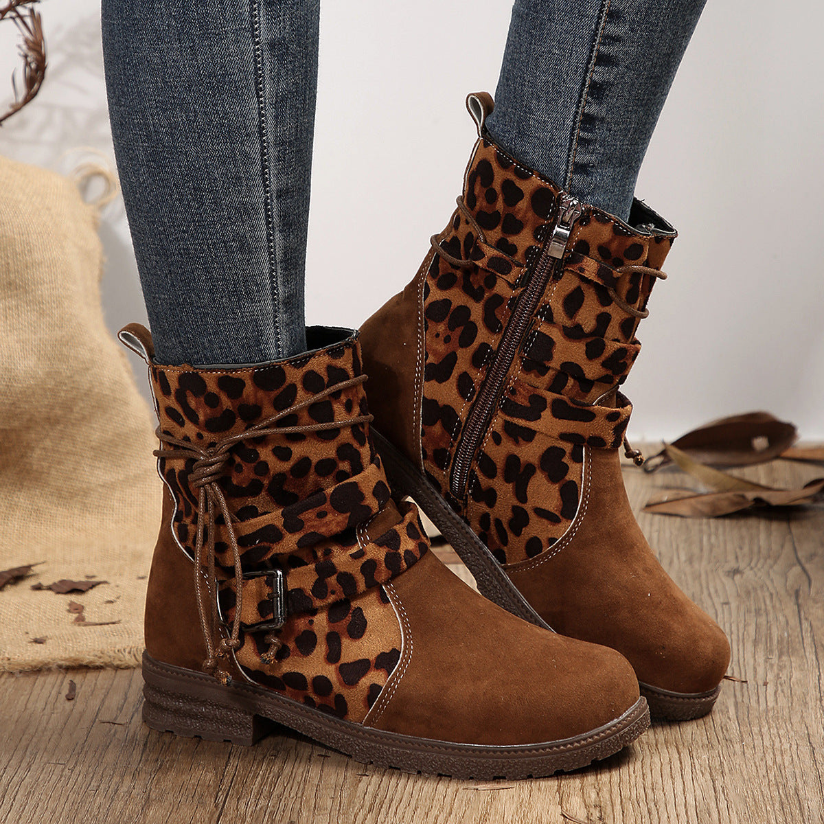 Dames Enkellaarzen met Gesp en Zijrits - Casual Look