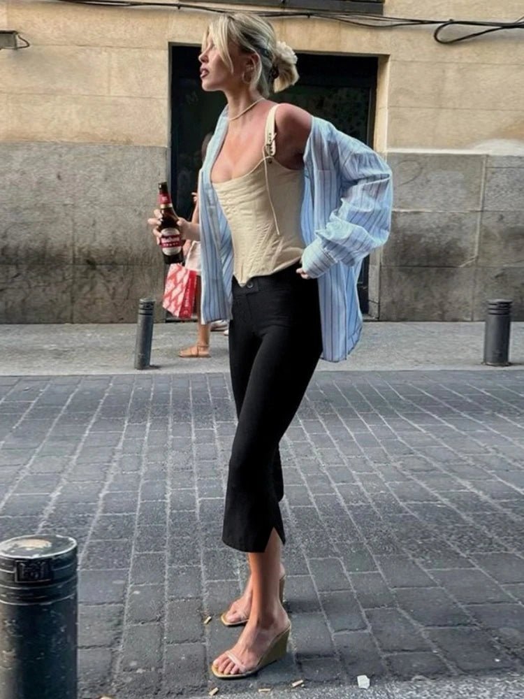 Dames Slim Fit Broek – Hoge Taille, Geschikt voor Casual en Dagelijks Gebruik