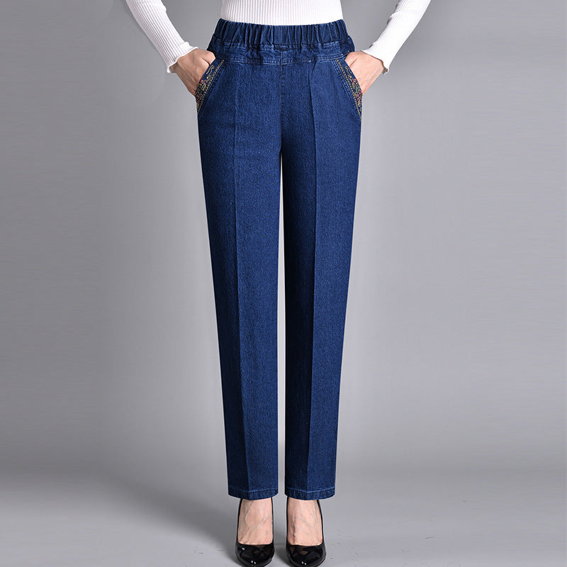 Dames Slim Fit Broek – Met Elastische Taille en Zakken, Geschikt voor Casual en Werkgebruik