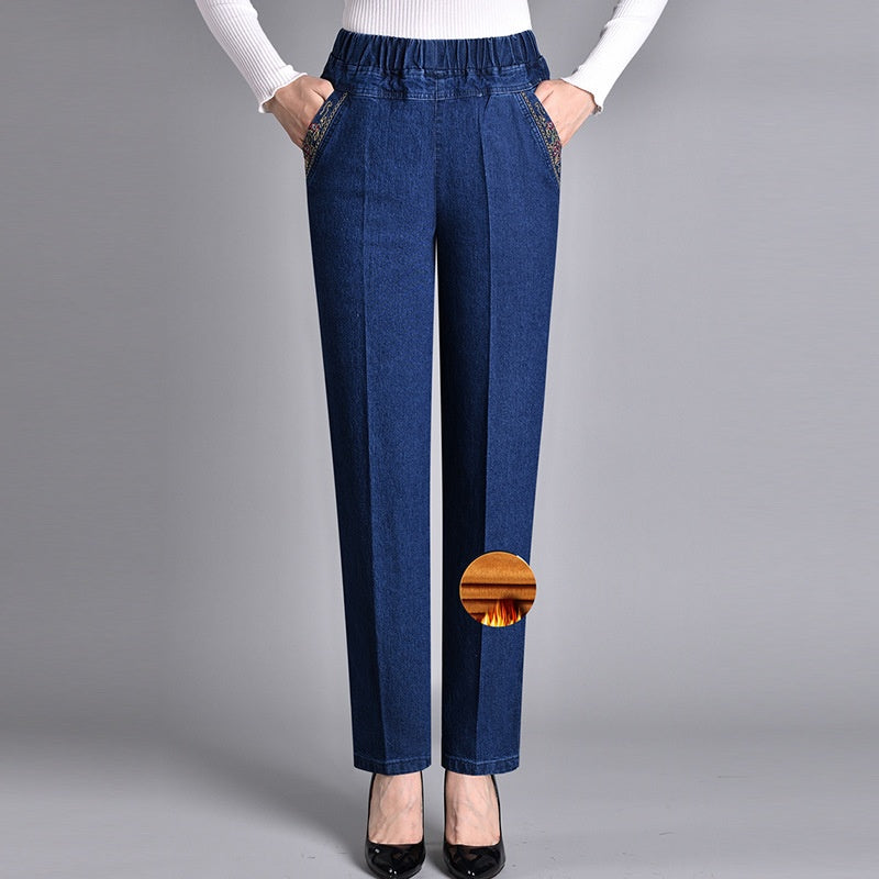 Marloes mode | Damesjeans met zijzakken en elastische taille