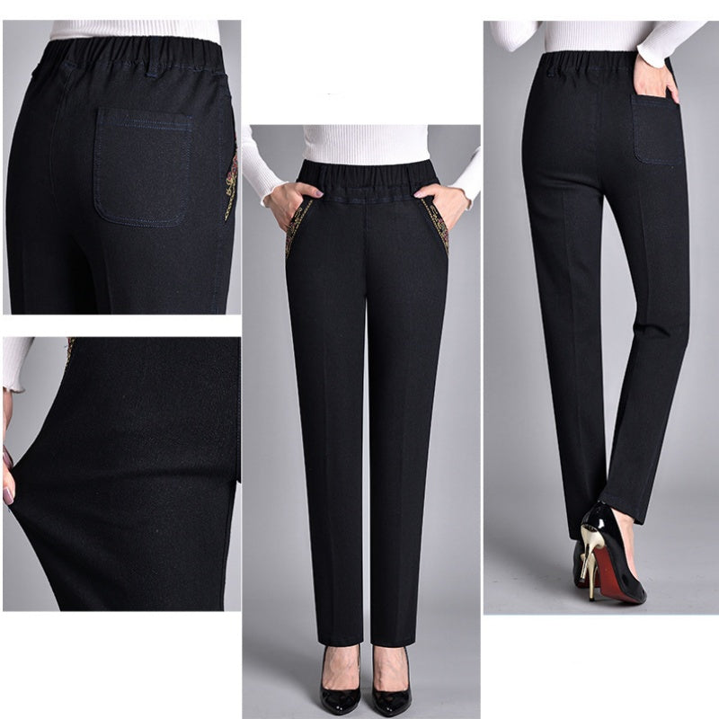 Dames Slim Fit Broek – Met Elastische Taille en Zakken, Geschikt voor Casual en Werkgebruik