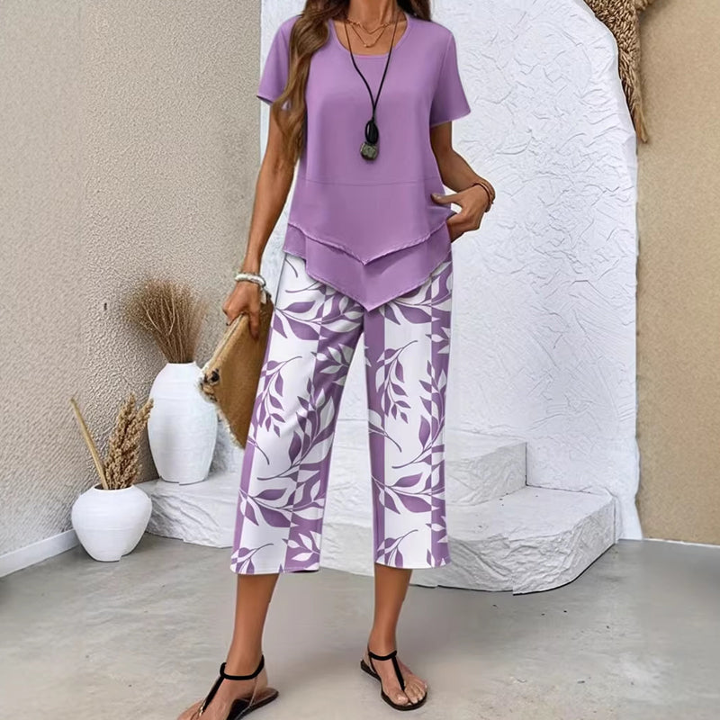 Dames Set – Casual, Geschikt voor Zomer, Met Top en Broek