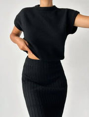 Taffy knit set dames | Gebreide feestset met cardigan en rok in elegante stijl