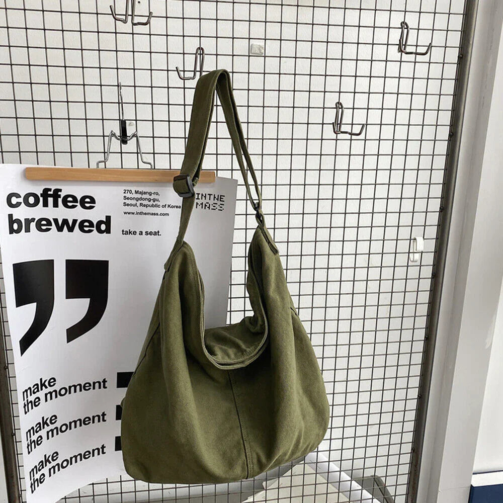 Tansie Canvas Schoudertas, Oversized, Duurzaam en Casual