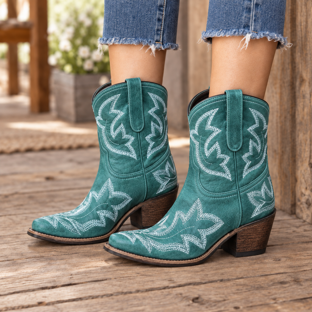 Alexa - Geborduurde Leren Cowboylaarzen