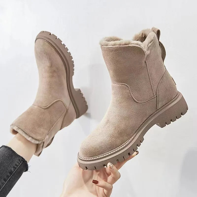 Dames Mid-Calf Laarzen met Ritssluiting - Ronde Neus, Warme Voering
