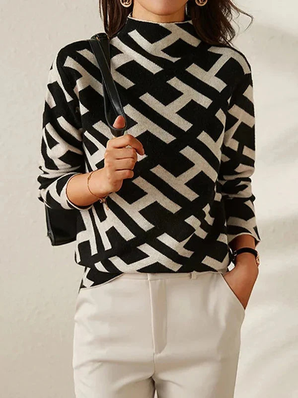 Trui met print voor daems | beige/zwart