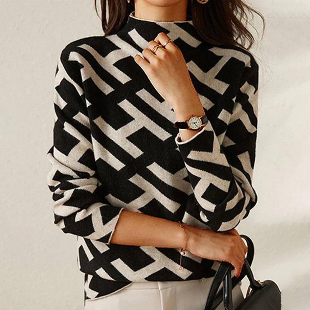 Trui met print voor daems | beige/zwart