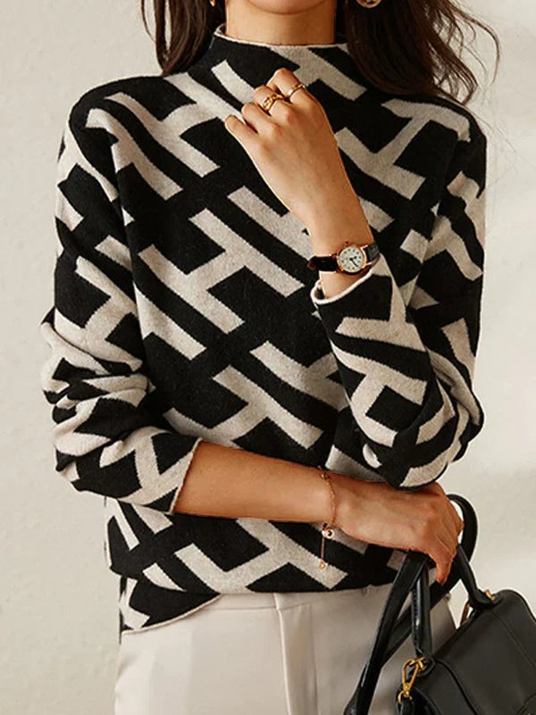 Trui met print voor daems | beige/zwart