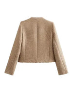 Beige Tweed Jasje | Dames jasje met gouden knopen en tijdloze elegantie