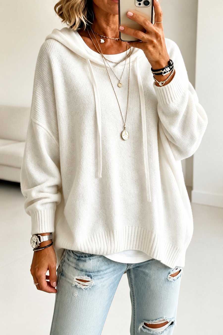 Mila  – Gebreide hoodie met ruime dagelijkse pasvorm