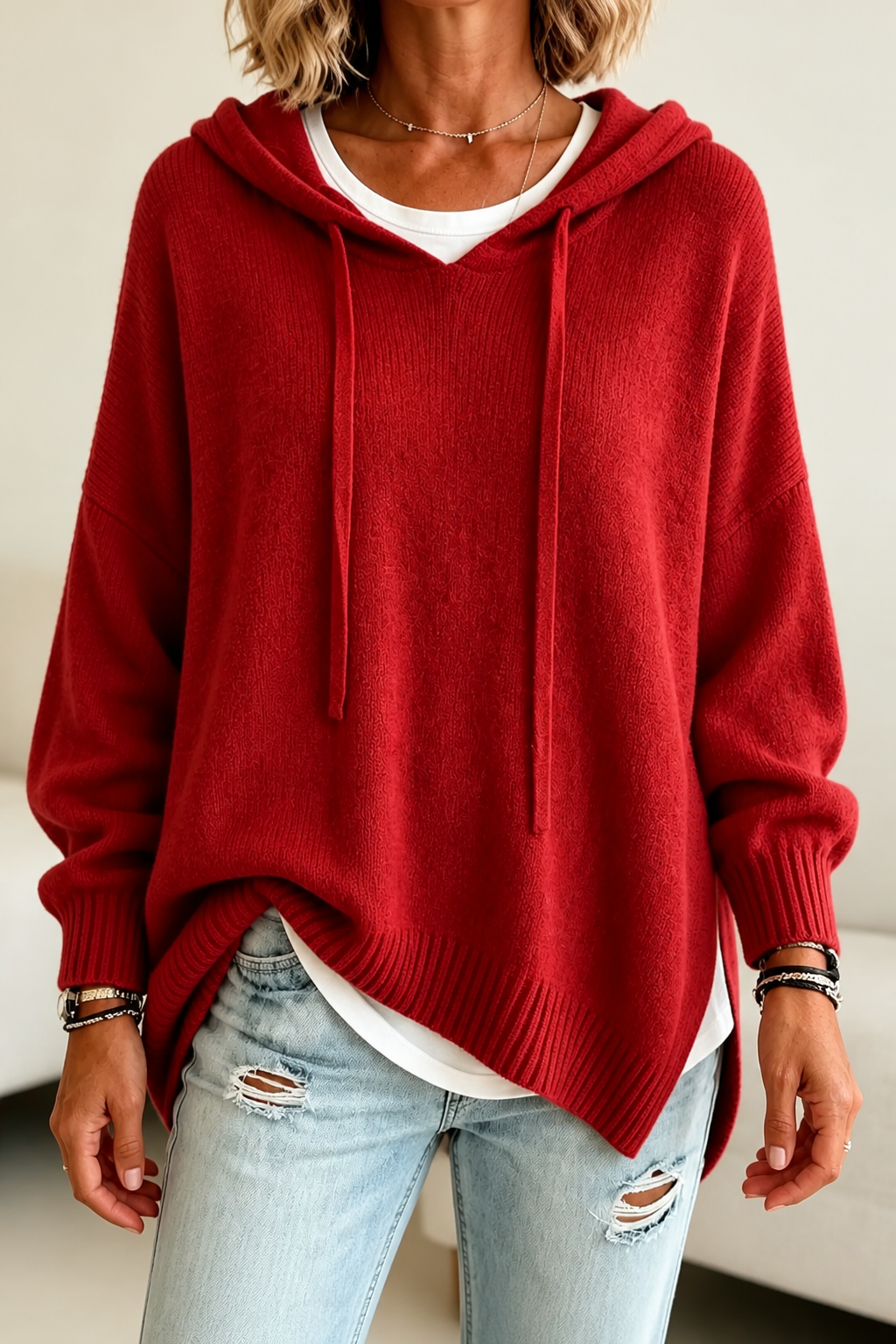Mila  – Gebreide hoodie met ruime dagelijkse pasvorm
