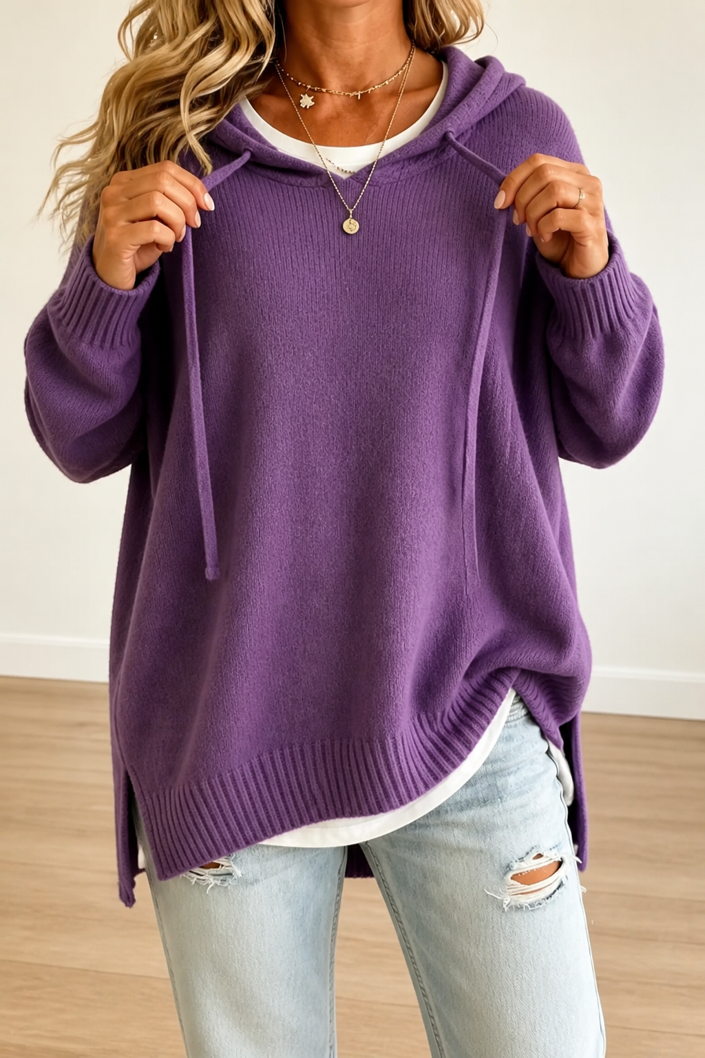 Mila  – Gebreide hoodie met ruime dagelijkse pasvorm