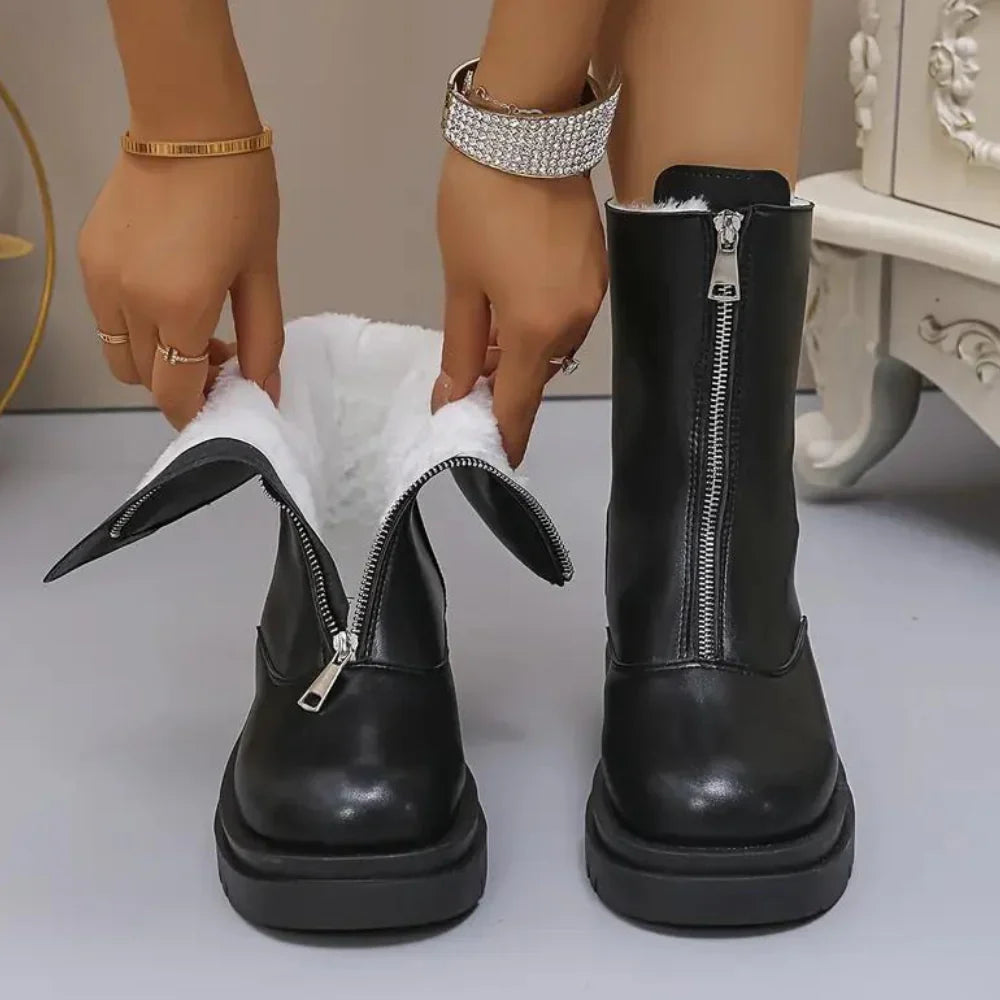 Zwarte winter laarzen met rits