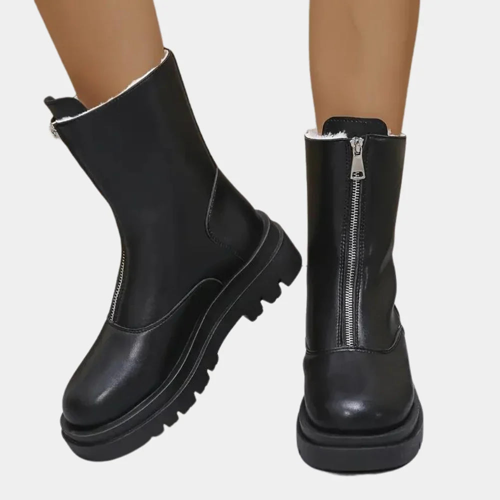 Zwarte winter laarzen met rits