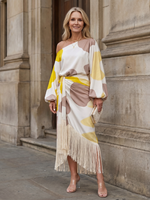 Dames Getailleerde Midi Jurk – Geschikt voor Feestelijke Gelegenheden, Met Een Schouder en Wrap Design