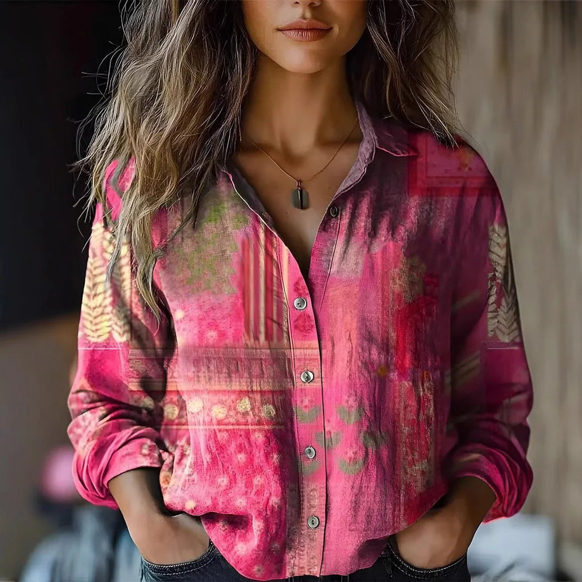 Dames Fitted Blouse – Knopen, Geschikt voor Dagelijks Gebruik
