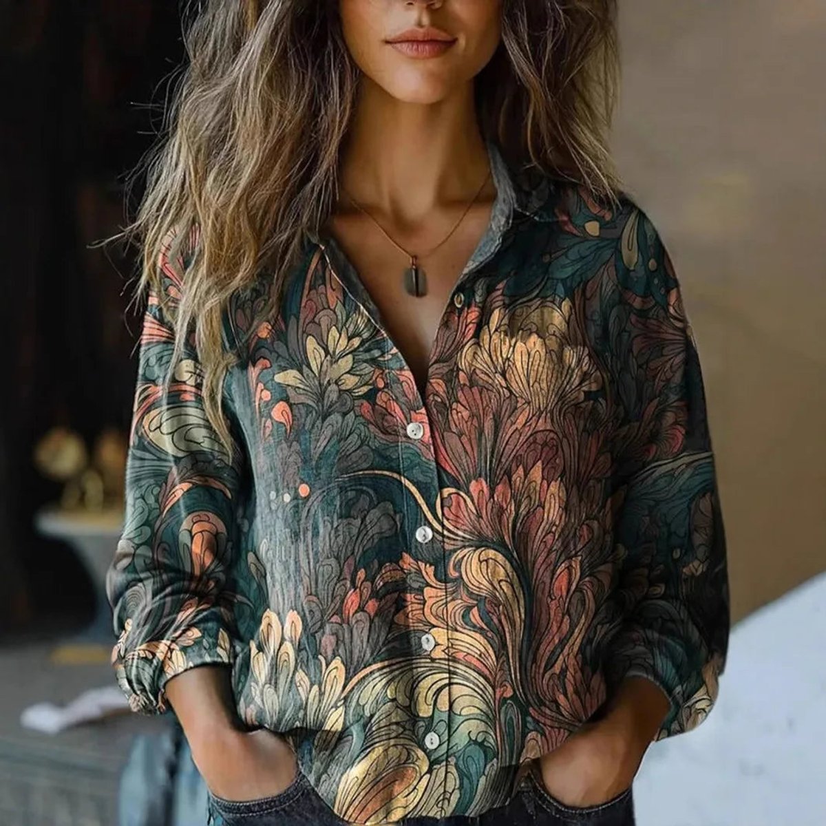 Dames Fitted Blouse – Knopen, Geschikt voor Dagelijks Gebruik