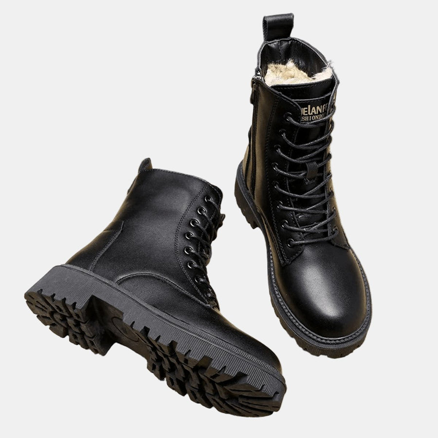 Dames Veterboots met Bontvoering - Enkellaars Kunstleer Winter