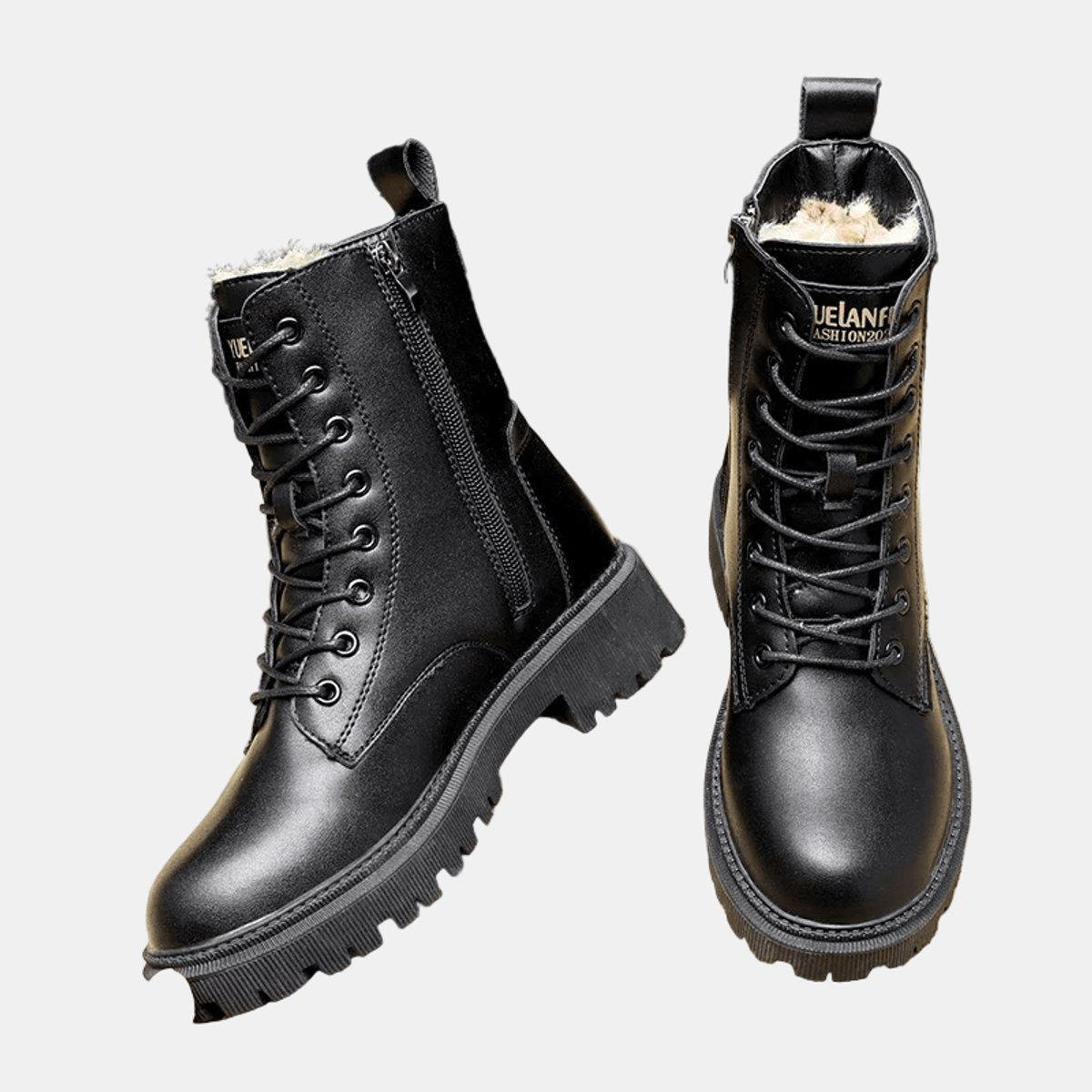 Dames Veterboots met Bontvoering - Enkellaars Kunstleer Winter