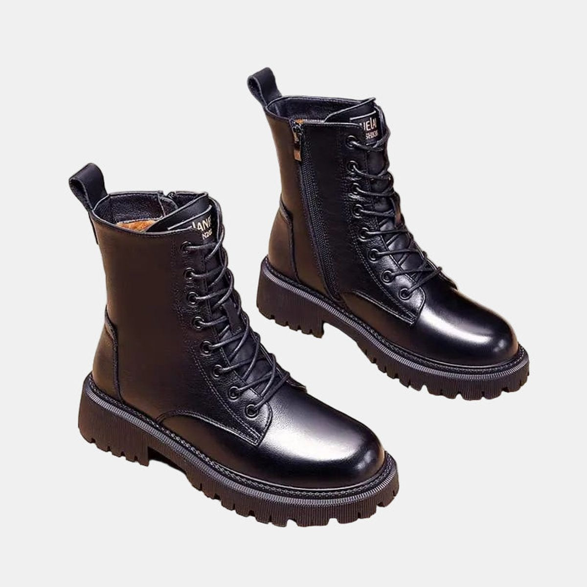 Dames Veterboots met Bontvoering - Enkellaars Kunstleer Winter