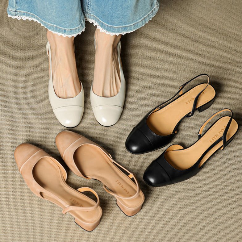 Dames Slingback Pumps – Blokhak, Met Amandelneus, Geschikt voor Dagelijks Gebruik