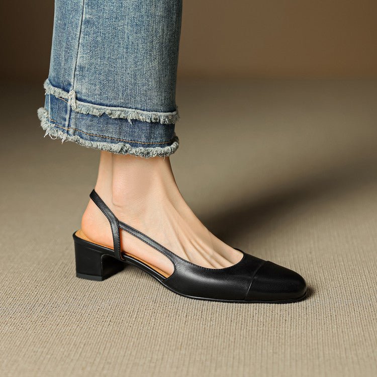 Dames Slingback Pumps – Blokhak, Met Amandelneus, Geschikt voor Dagelijks Gebruik